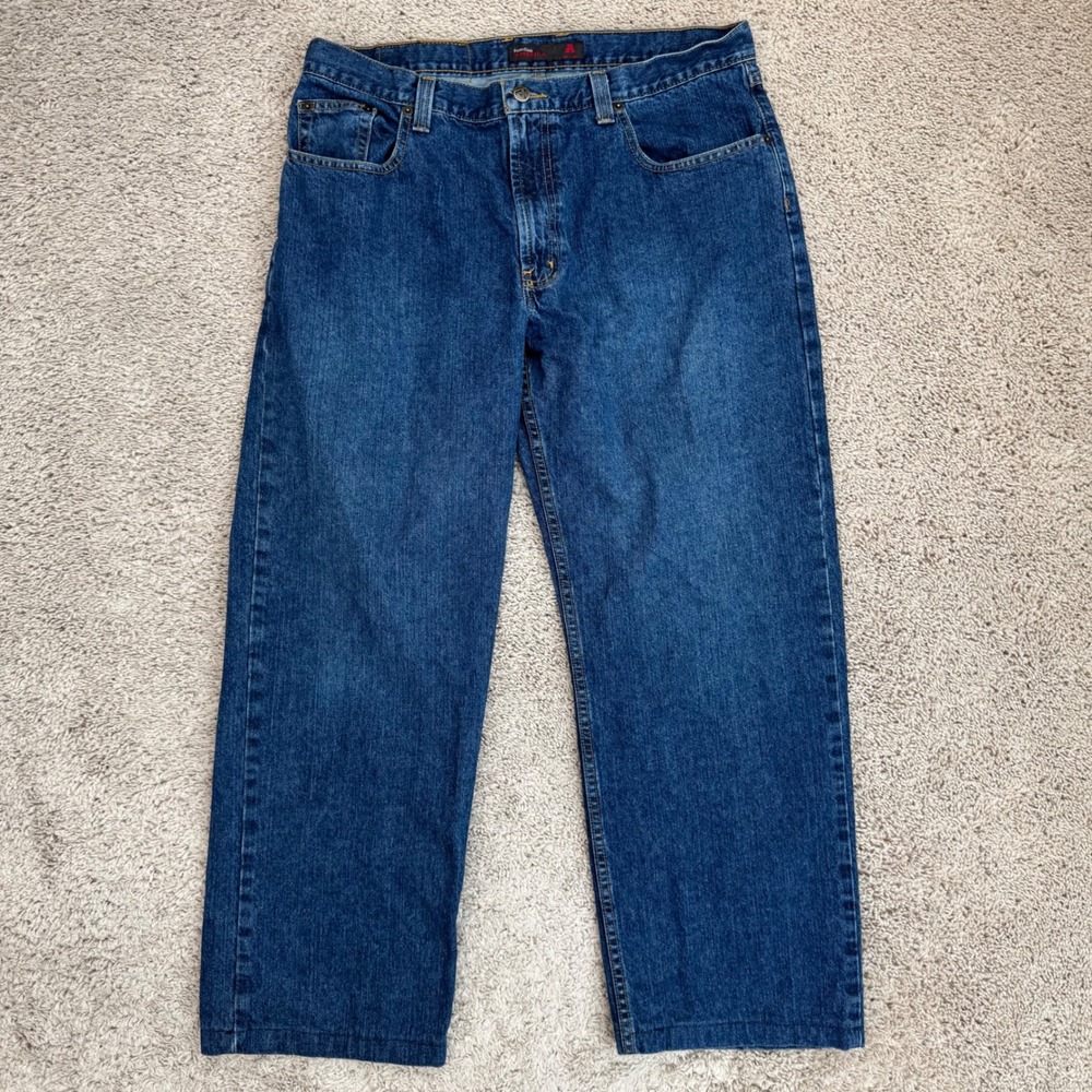 Perry Ellis America Jeans Men (36x29‎ Actual) Blue Denim Relaxed Fit Cotton Pant